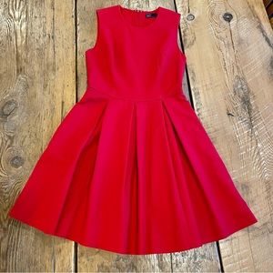Classic Red Fit and Flare Sleeveless Dress